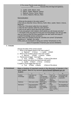 Grade 6 Solar System Lesson Plan | PDF | Planets | Solar System