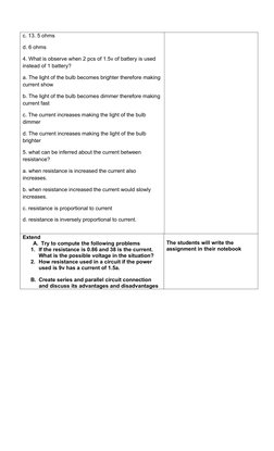 8th Grade Electricity Lesson Plan | PDF | Electrical Resistance And ...