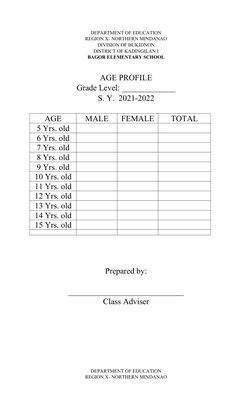 Age Profile Template for DepEd | PDF | Social Science