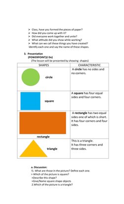 Grade 1 Basic Shapes Lesson Plan | PDF | Shape