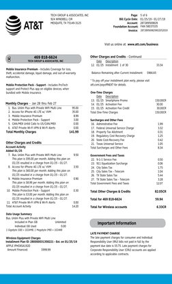AT&T Bill | PDF | Fee | At&T