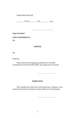 Court Manifestation Template Philippines | PDF
