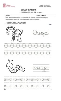 Refuerzo de Vocales para 1º Básico | PDF | Sílaba | Fonología