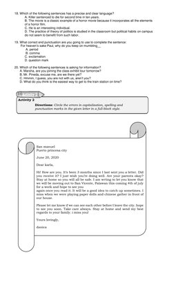 18. Which of the following sentences has a precise and clear language? 
A. Killer sentenced to die for second time in ten y