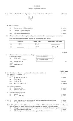 Form 4 Mathematics Practice Exercises | PDF