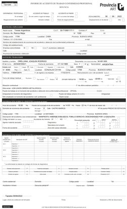 LAS TABLAS MENCIONADAS ESTÁN DISPONIBLES EN www.provinciart.com.ar
PM-03-F002
Resolución 1601 y 1604/07
Reservado ART
1321250