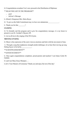 Grade 10 Moving Up Ceremony Script | PDF