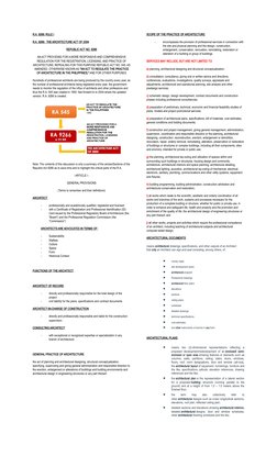 R.A. 9266: RULE I
R.A. 9266:  THE ARCHITECTURE ACT OF 2004
REPUBLIC ACT NO. 9266
AN ACT PROVIDING FOR A MORE RESPONSIVE AND C