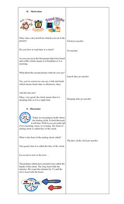 Kindergarten Analog Clock Lesson Plan | PDF | Clock | Lesson Plan