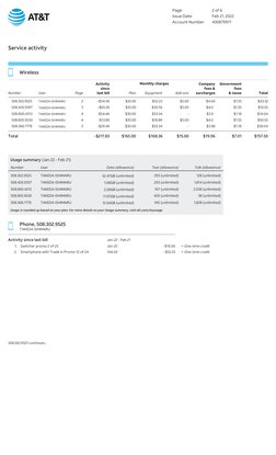 AT&T Wireless Bill Summary | PDF | Fee | Payments