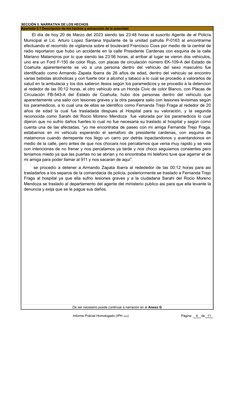 SECCIÓN 5. NARRATIVA DE LOS HECHOS
Apartado 5.1 Descripción de los hechos y actuacción de la autoridad 
Página 
4
de 11
De se
