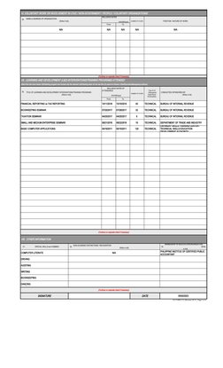 VI. VOLUNTARY WORK OR INVOLVEMENT IN CIVIC / NON-GOVERNMENT / PEOPLE / VOLUNTARY ORGANIZATION/S
29.
NUMBER OF HOURS
POSITION