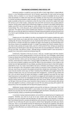 Balancing Academics and Social Life | PDF | Wellness | Lifestyle