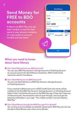 BDO Pay: Send Money & Payment Features | PDF | Qr Code | Credit Card