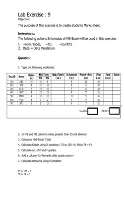 Excel Lab Exercises Overview | PDF