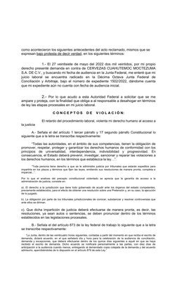 como acontecieron los siguientes antecedentes del acto reclamado, mismos que se 
expresan bajo protesta de decir verdad, en l