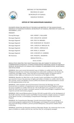REPUBLIC OF THE PHILIPPINES
PROVINCE OF ALBAY
MUNICIPALITY OF DARAGA
BARANGAY BURGOS
OFFICE OF THE SANGGUNIANG BARANGAY
EXCER