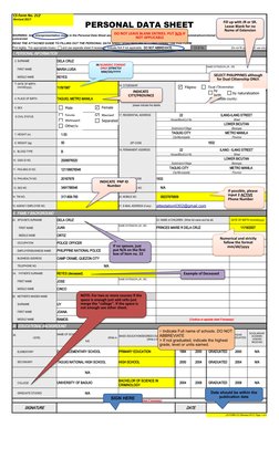 PERSONAL DATA SHEET
READ THE ATTACHED GUIDE TO FILLING OUT THE PERSONAL DATA SHEET (PDS) BEFORE ACCOMPLISHING THE PD