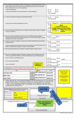 34. Are you related by consanguinity or affinity to the appointing or recommending authority, or to the
chief of bureau or of