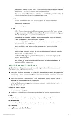 Specifications Writing Lectures
8
use references instead of repeating lengthy descriptions, reference relevant standards, cod
