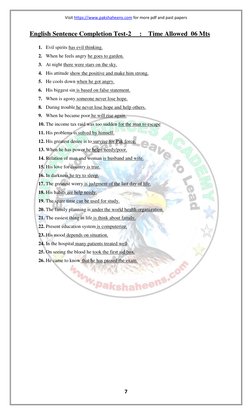 Visit https://www.pakshaheens.com  (https://www.pakshaheens.com/)for more pdf and past papers 
7 
 
English Sentence Completi