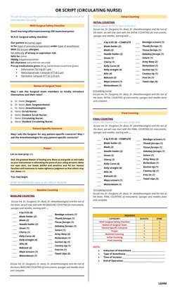 Circulating Nurse Surgical Script | PDF | Surgery | Surgical Suture