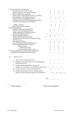 8. Circulates during the actual delivery
-
Anticipate the needs of delivery team
4
3
2
1
-
Observe and assesses the reac