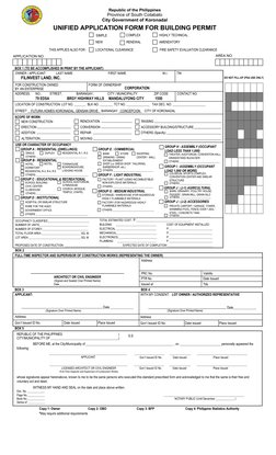Republic of the Philippines 
Province of South Cotabato 
City Government of Koronadal 
 
UNIFIED APPLICATION FORM FOR BUILDIN