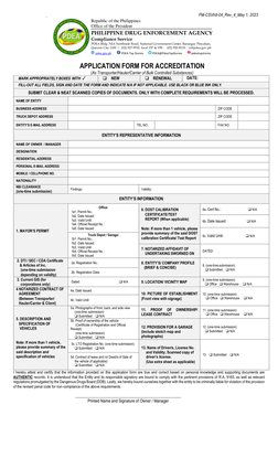 Pdea Application Form Example PDEA Accreditation Application Form | PDF | Government | Justice