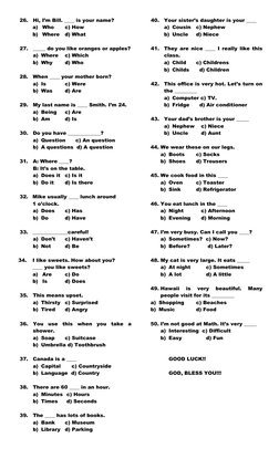Beginner English Test A1 Level | PDF | Zoo