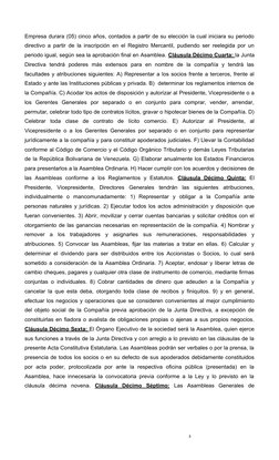 3
Empresa durara (05) cinco años, contados a partir de su elección la cual iniciara su periodo
directivo a partir de la inscr