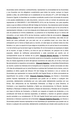 4
Accionistas serán ordinarias o extraordinarias, representan la universalidad de los Accionistas
y sus Acuerdos son de oblig