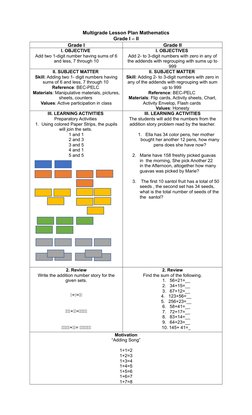 Modifications For Math Lessons Multigrade Math Lesson Plan for Grades 1-2 | PDF | Cognition | Behavior ...
