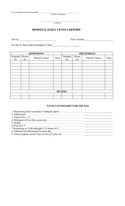 Hospital Daily Census Report | PDF | Patient | Health Care