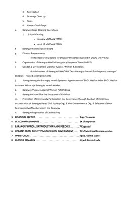 Barangay Assembly Program 2024 | PDF | Science & Mathematics