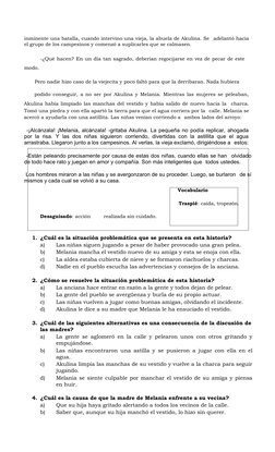 inminente una batalla, cuando intervino una vieja, la abuela de Akulina. Se  adelantó hacia
el grupo de los campesinos y come