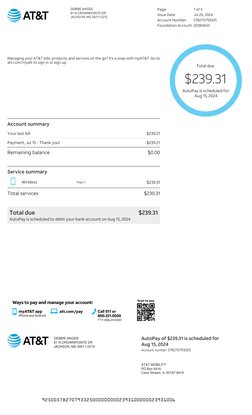 AT&T Bill Summary for Debbie Magee | PDF | Fee | Service Industries