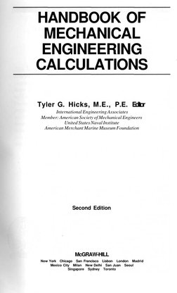 Handbook of Mechanical Engineering Calculations | PDF