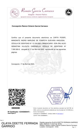 Concepción Ramon Octavio García Carrasco
Certifico que el presente documento electrónico es CARTA PODER,
MANDANTE INGRID MAR