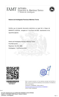 Notario de Antofagasta Francisco Martínez Torres
Certifico que el presente documento electrónico es copia fiel e íntegra de
M