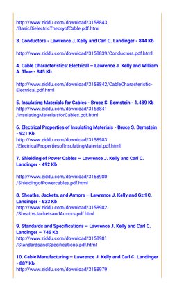 http://www.ziddu.com/download/3158843
/BasicDielectricTheoryofCable.pdf.html
3. Conductors - Lawrence J. Kelly and Carl C. La