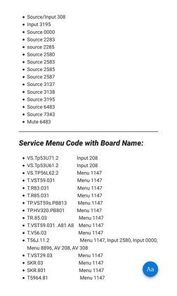 Comprehensive LCD/LED TV Service Codes | PDF | Menu (Computing) | Video
