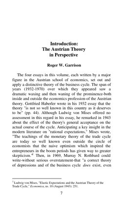 7
Introduction:
The Austrian Theory
in Perspective
Roger W. Garrison
The four essays in this volume, each written by a major
