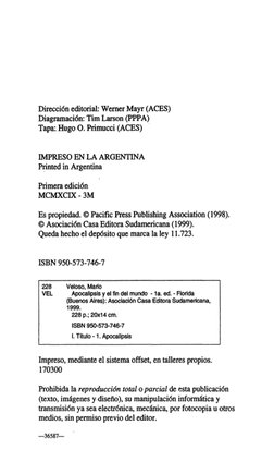 Dirección editorial: Wemer Mayr (ACES) 
Diagramación: Tim Larson (PPPA) 
Tapa:, Hugo O. Primucci (ACES) , 
IMPRESO EN LA ARGE