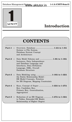 1–1 A (CS/IT-Sem-5)
Database Management System
CONTENTS
Part-1
:
Overview, Database .................................... 1–2A