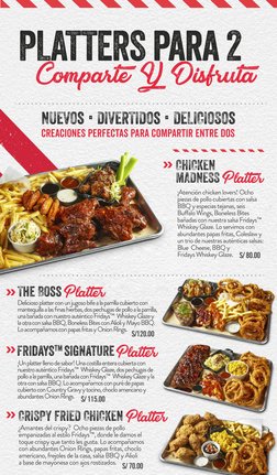 ¿Amantes del crispy?  Ocho piezas de pollo 
empanizadas al estilo Fridays™, donde le damos el 
toque crispy que tanto les gus