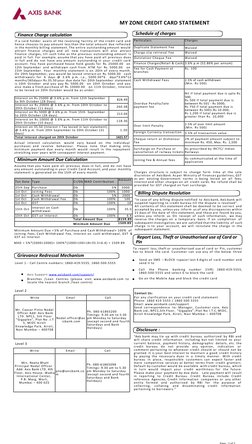 Schedule of charges
Finance Charge calculation
Particulars
Charges
Duplicate Statement Fee
Waived
Charge slip retrieval Fee
W
