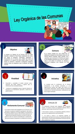 Ley Orgánica de las Comunas
La presente Ley Orgánica de las Comunas, tiene por objeto 
desarrollar y fortalecer el Poder Popu