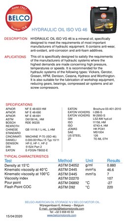 ISO VG 46 Hydraulic Oil Specifications | PDF | Motor Oil | Building ...
