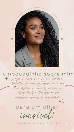 prazer meninas meu nome e Dayane, e
trabalho na área da beleza há 8 anos.
meu objetivo é, além de realçar seu
olhar, também t